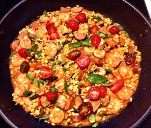 My Shrimp, Andouille and Corn Salad