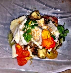 My husband's meal. A beautiful fish dish.