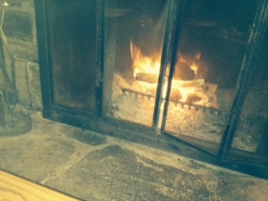 By the fire. Best seat in the house!