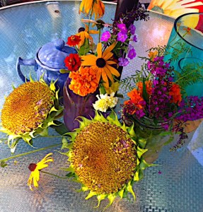 The Sunflowers have lost their petals, but will provide seed for the birds during cold weather